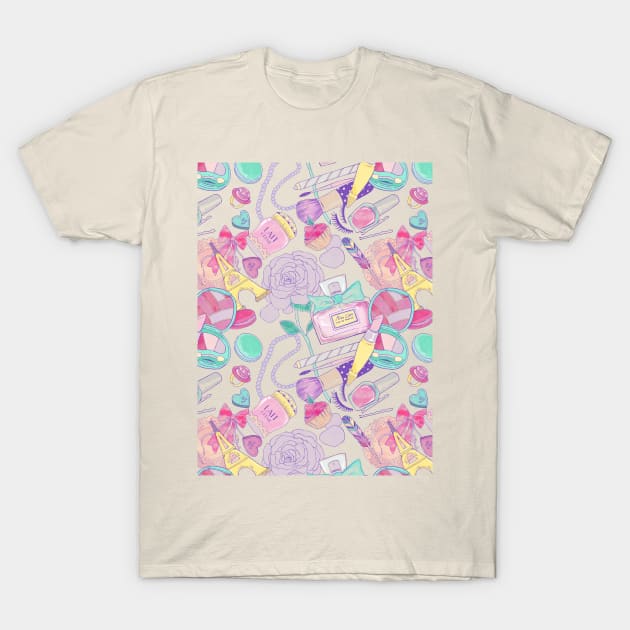 pink paris pattern T-Shirt by solfortuny